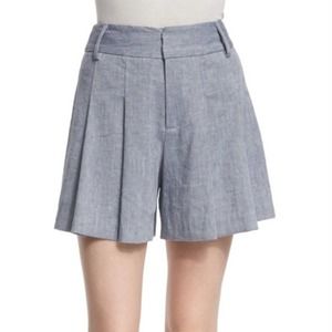 alice + olivia - NWT scarlet high-rise chambray flutter shorts pleated trouser